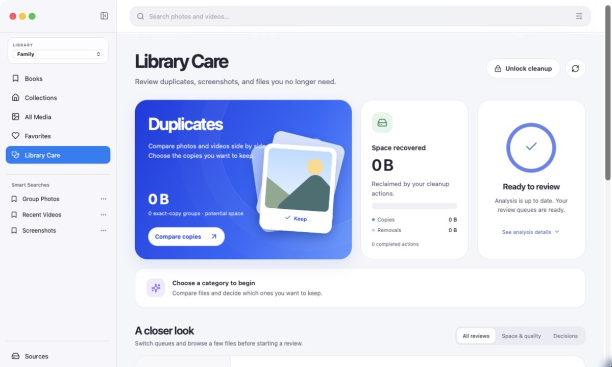 Anthora Library Care dashboard with cleanup review queues
